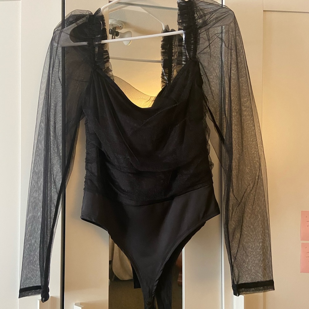 New Lulus Black Sheer body suit